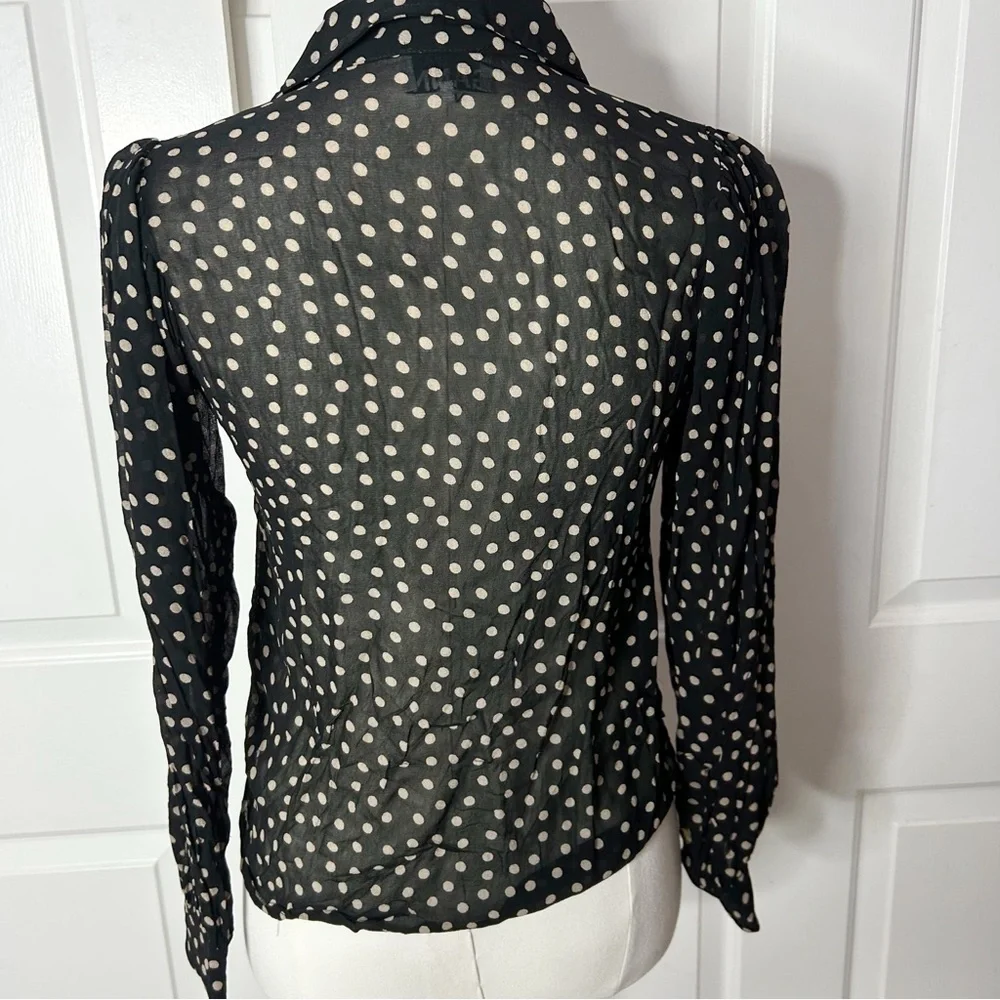 Ganni Black and Cream Polka Dot Shirt (size 34/XS) - Picture 4 of 7
